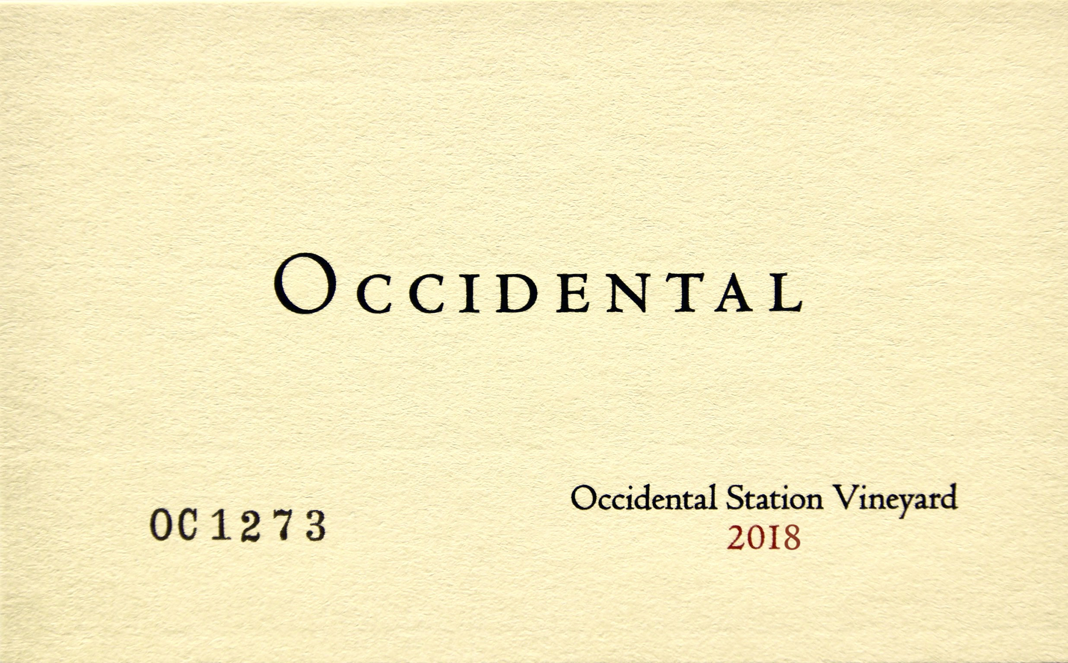 Occidental Pinot Noir Occidental Station Vineyard 2017