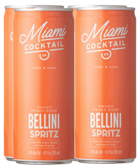 Miami Cocktails Bellini Mango Peach Spritz 4pk Cans