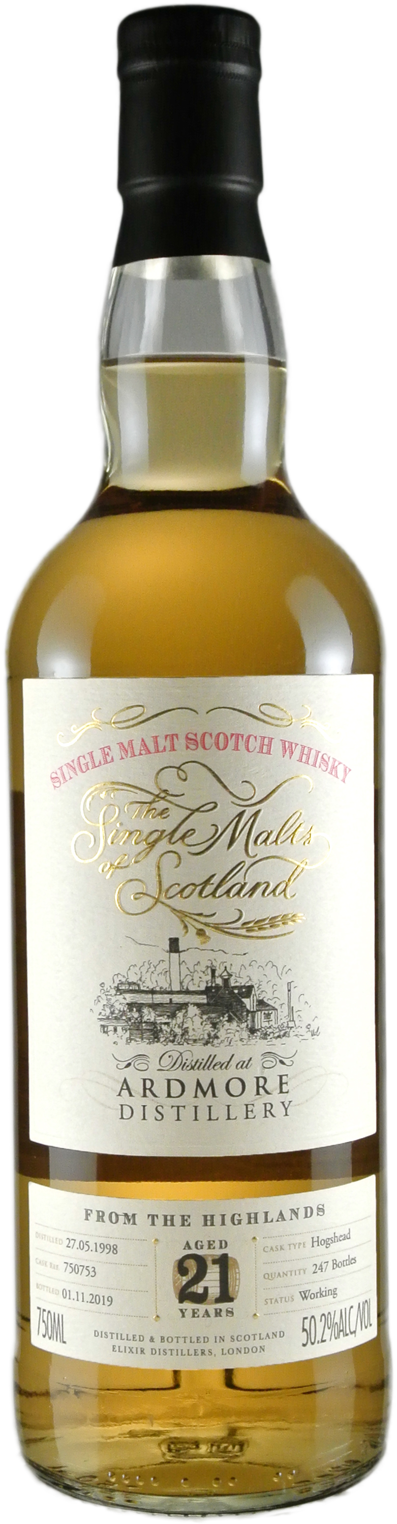 Single Malts of Scotland Ardmore 21 year old Cask Strength 1998