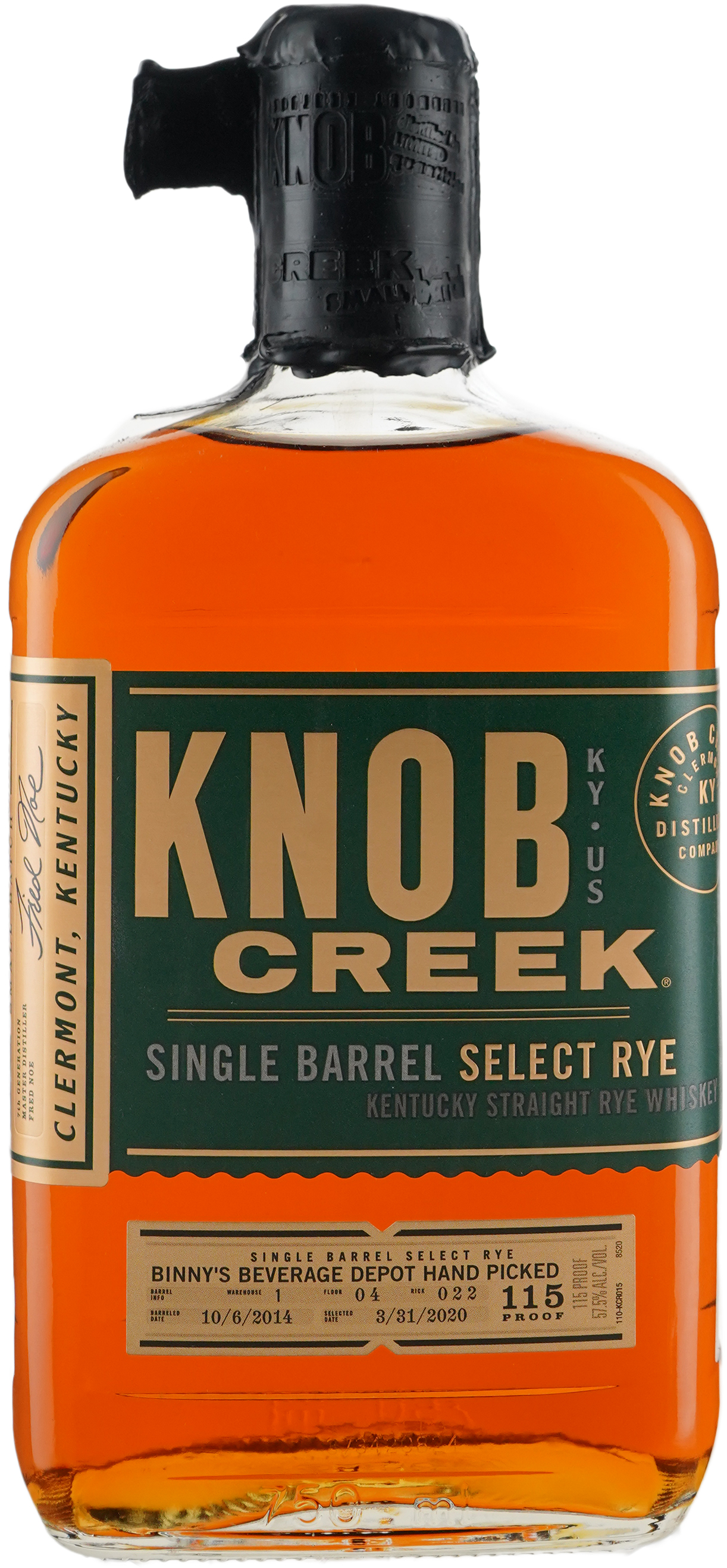 Knob Creek Rye Single Barrel # 8520 I4-22 14J06 Binny's Handpicked