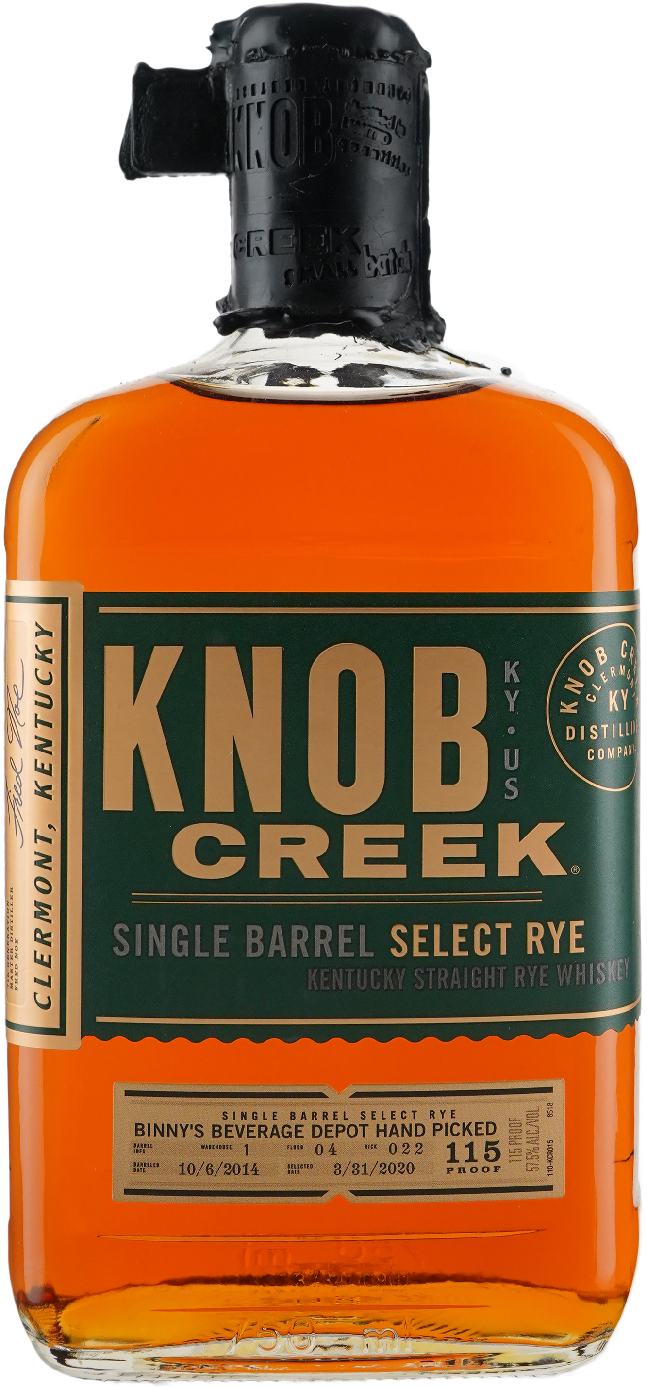 Knob Creek Rye Single Barrel # 8518 I-4-22 14J06 Binny's Handpicked