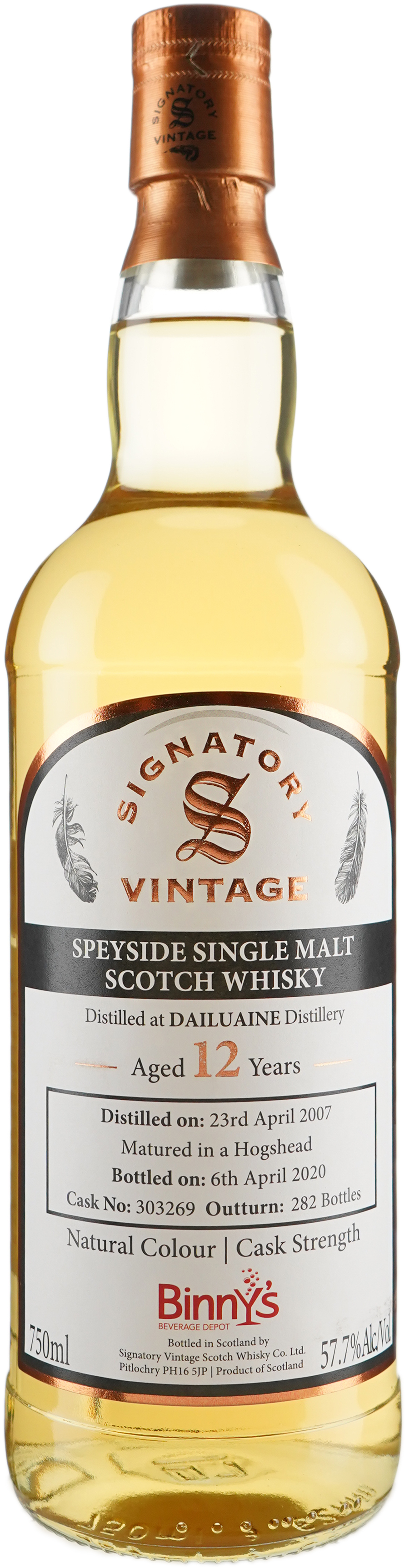 Signatory Dailuane 12 year old Hogshead # 303269 Binny's Handpicked 2007