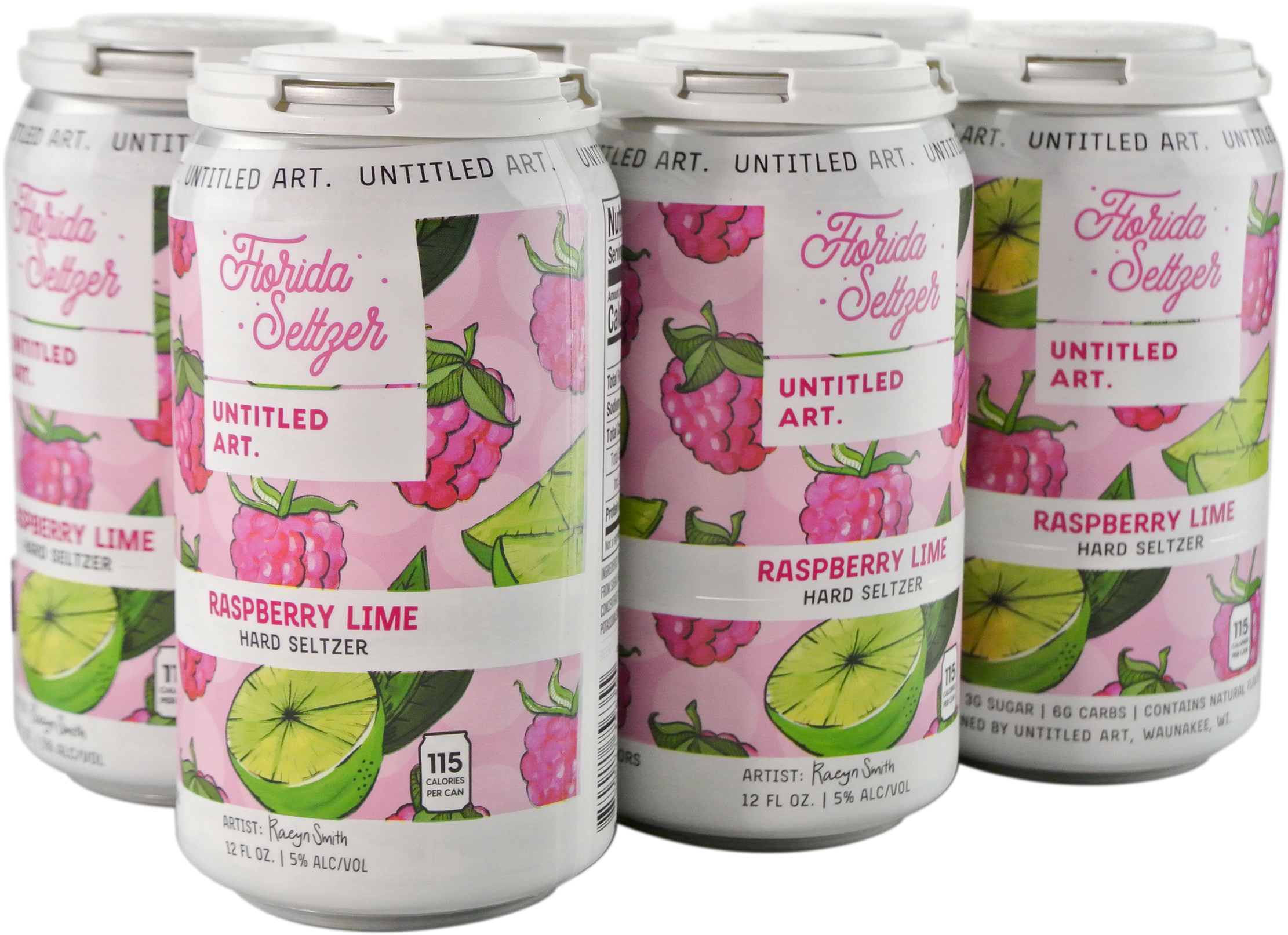 untitled art florida seltzer raspberry lime 6 pack of 12 oz can untitled art florida seltzer