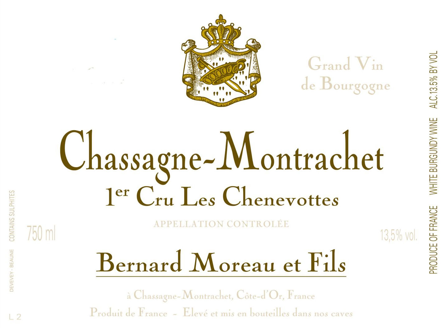 Domaine Bernard Moreau Chassagne Montrachet Les Chenevottes 2018
