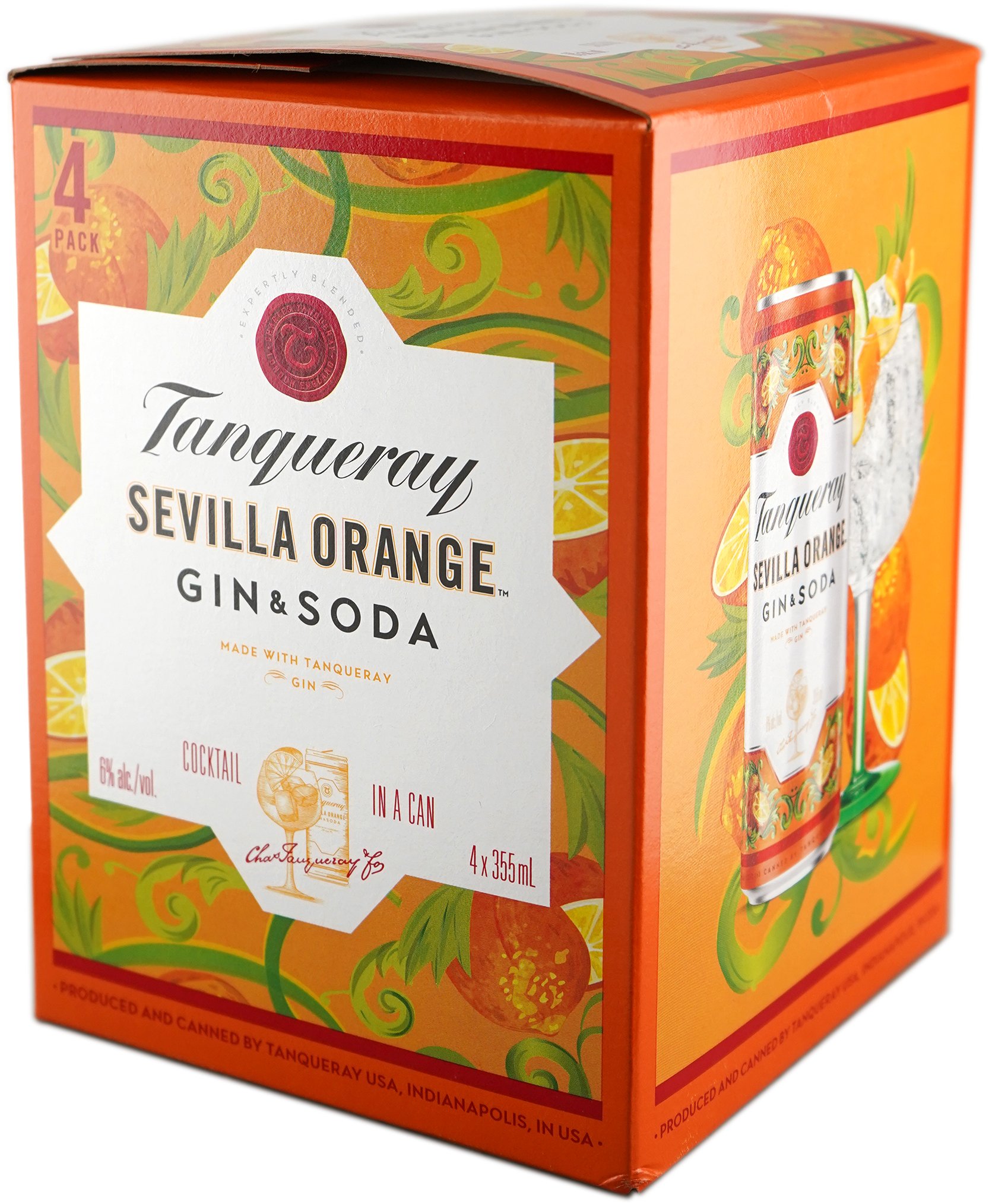 Tanqueray Sevilla Orange Gin and Soda 4 Pack Can