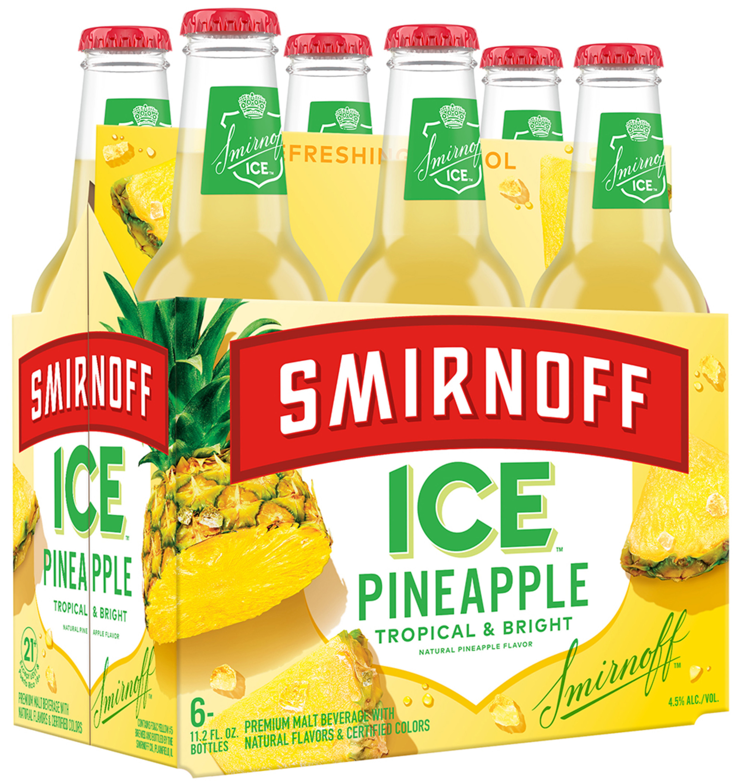Smirnoff Ice Pineapple | 6 pack of 11.2 oz Bottle, image size:2471x2634