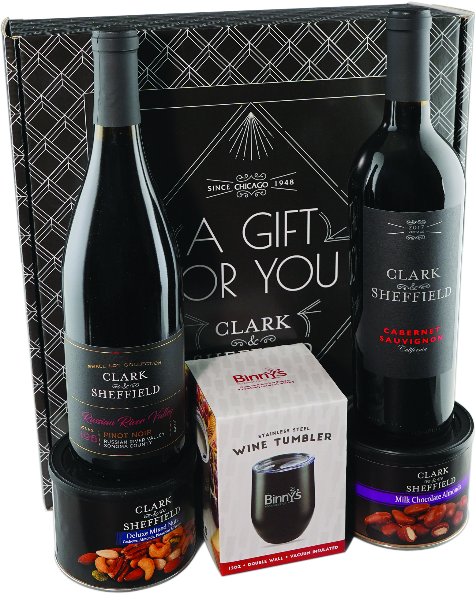 Clark & Sheffield 2 Bottle Wine Gift Box with Wine Tumbler