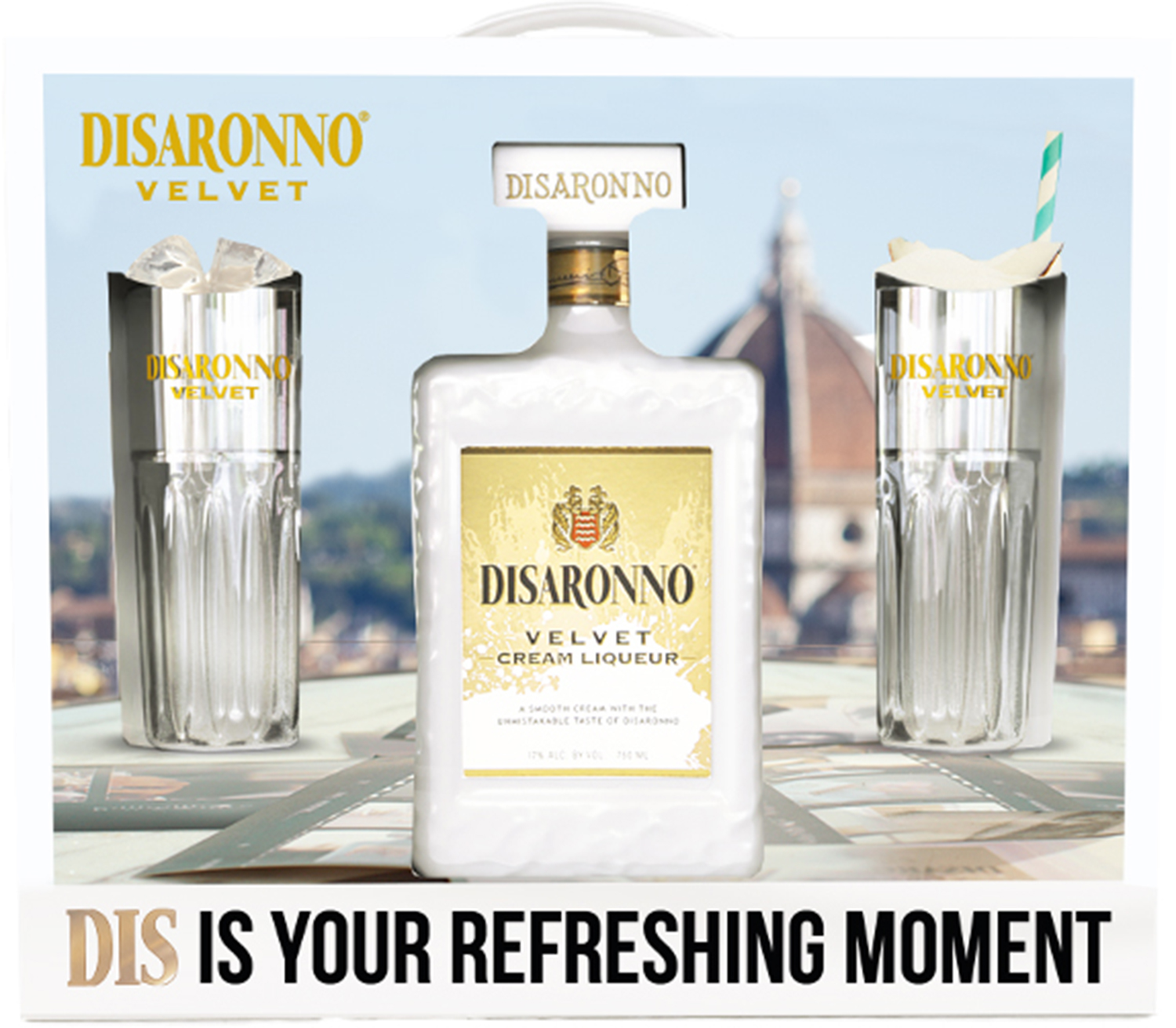 Disaronno Velvet Liqueur Gift Set with Glasses 750 ml Bottle