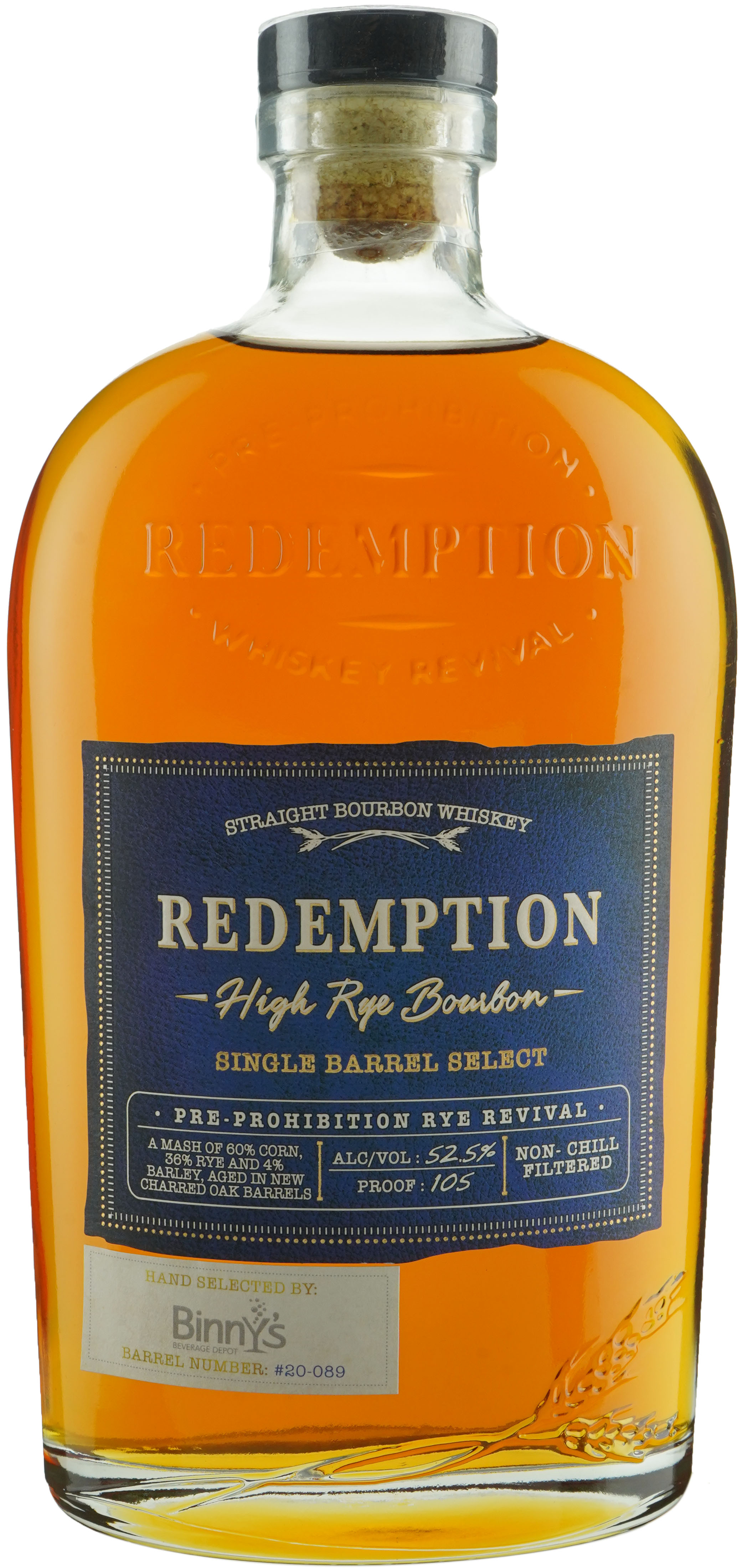 Redemption High Rye Bourbon Binny's Handpicked Barrel #20089