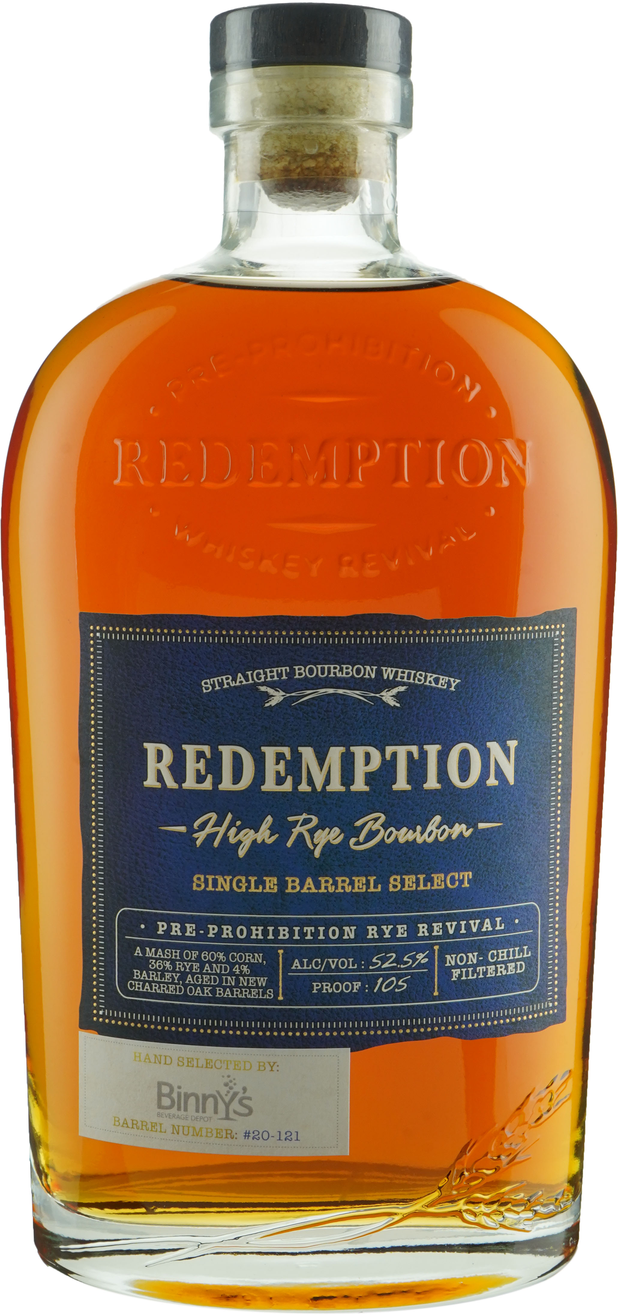 Redemption High Rye Bourbon Binny's Handpicked Barrel #20121