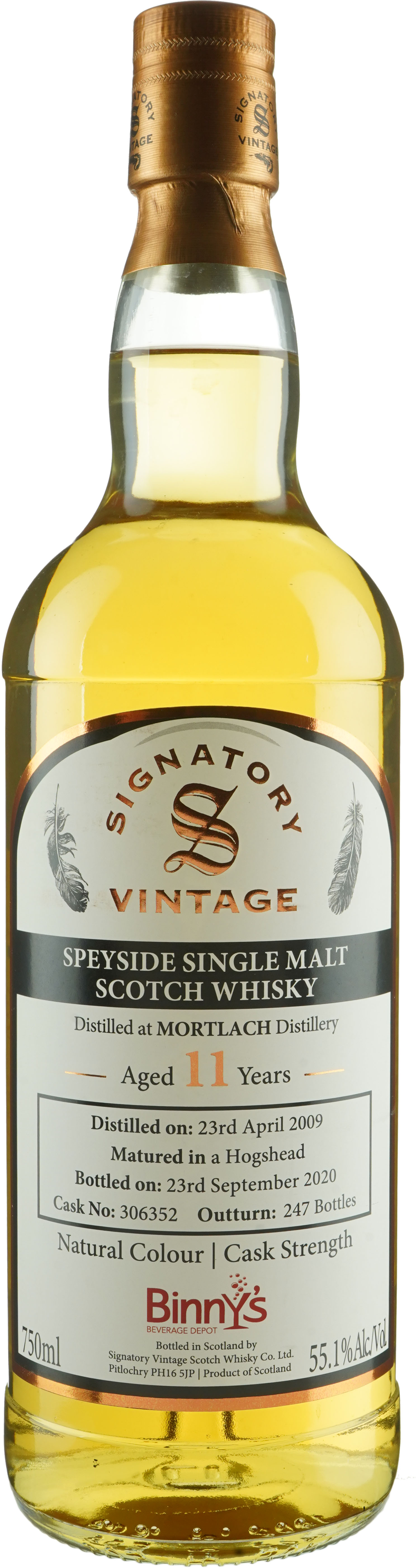 Signatory Mortlach 11 year old Hogshead Binny's Handpicked 2009