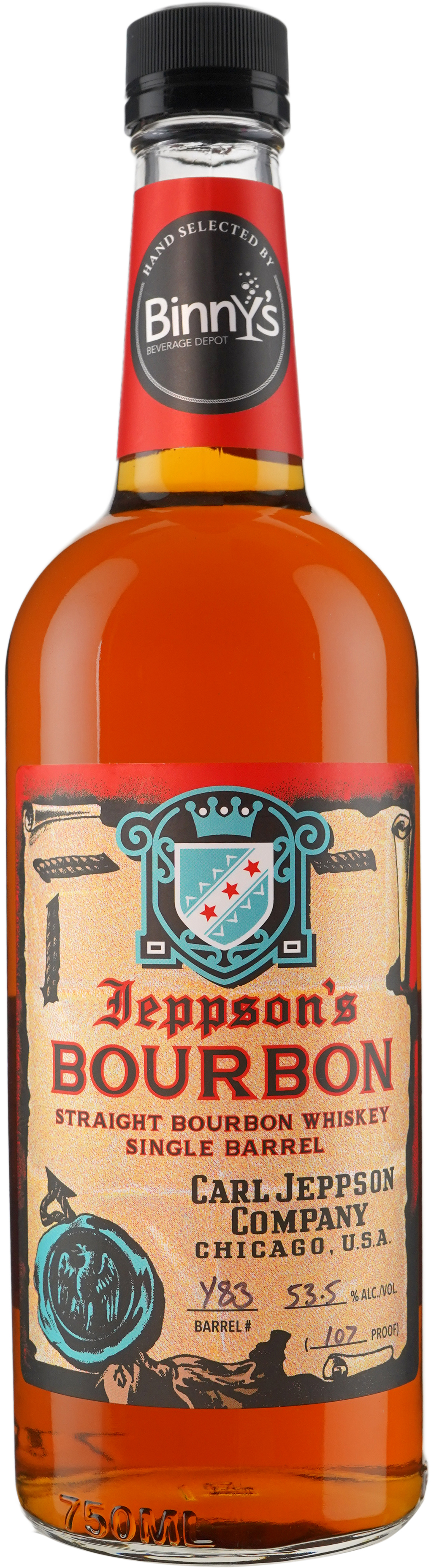 Jeppson's Bourbon Single Barrel # Y83 Indiana Binny's Handpicked