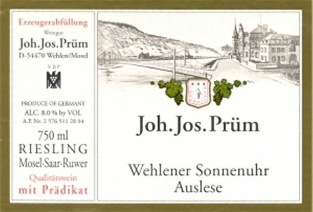 J J Prum Wehlener Sonnenuhr Riesling Auslese 2019