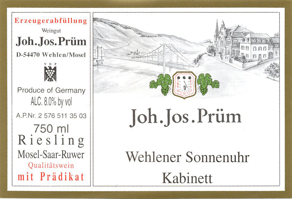 J J Prum Wehlener Sonnenuhr Riesling Kabinett 2019