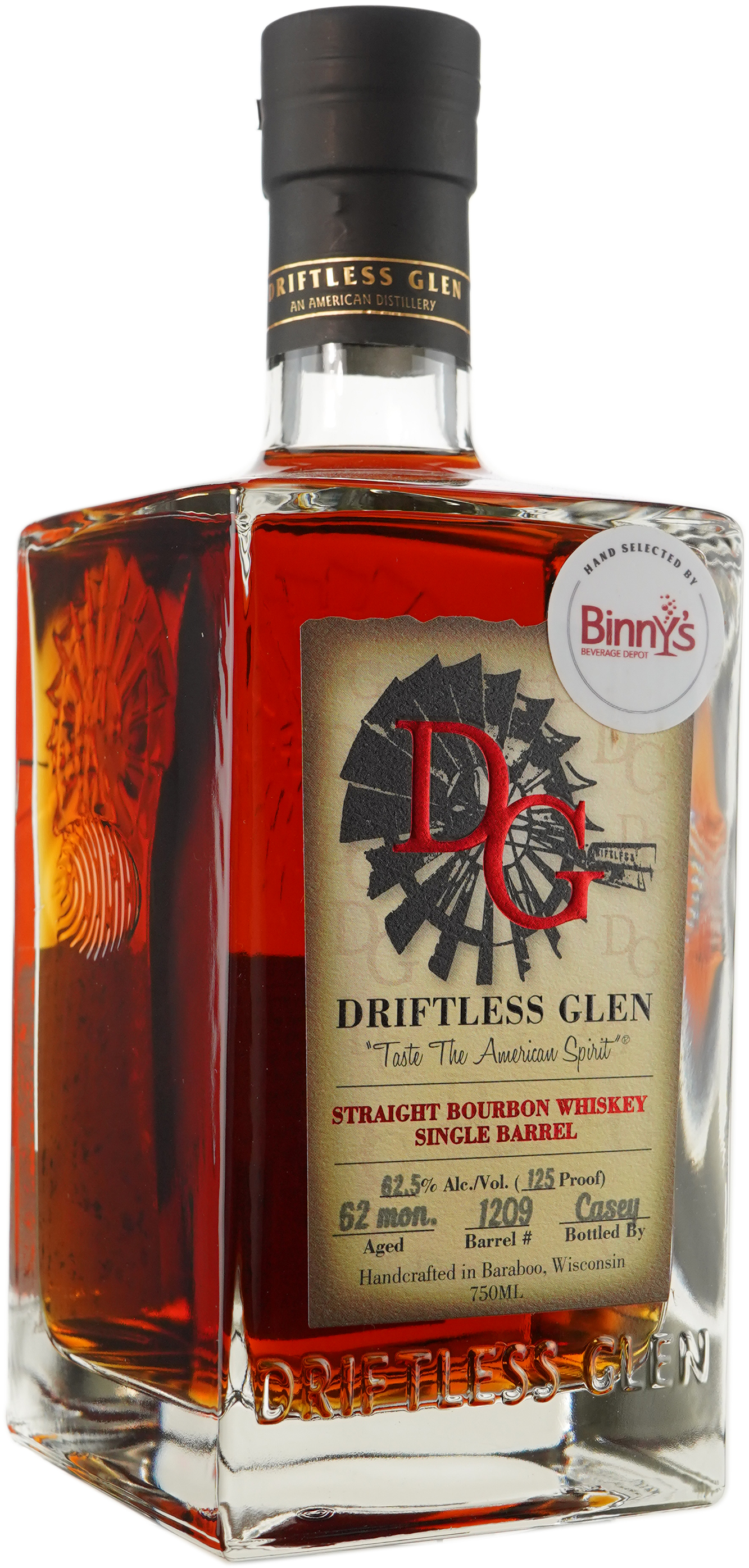 Driftless Glen Distillery Single Barrel Bourbon Binny's Hand Picked#1209