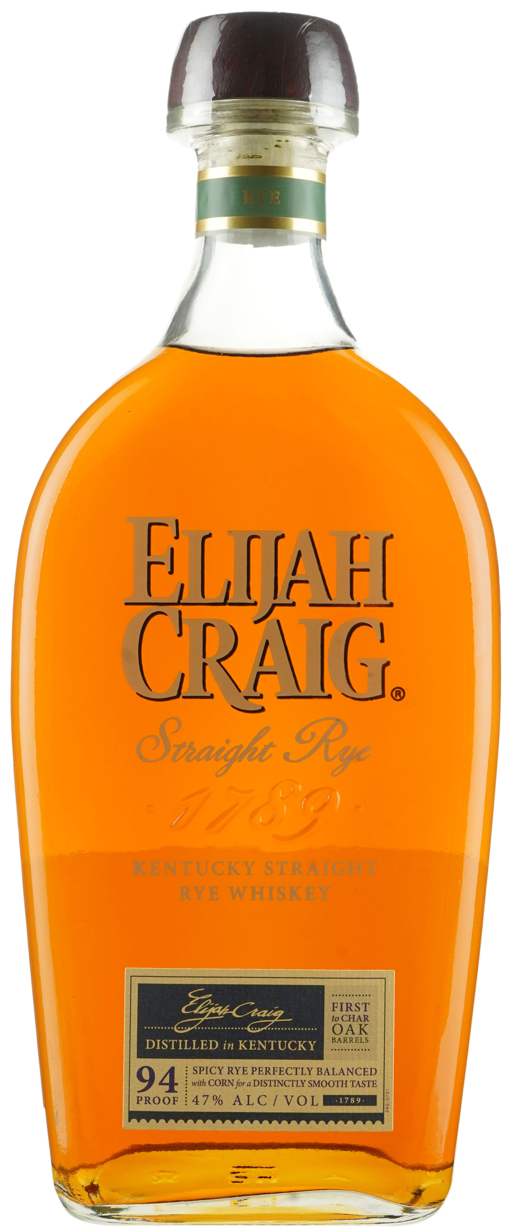 Elijah Craig Straight Rye Whiskey 750 ml Bottle