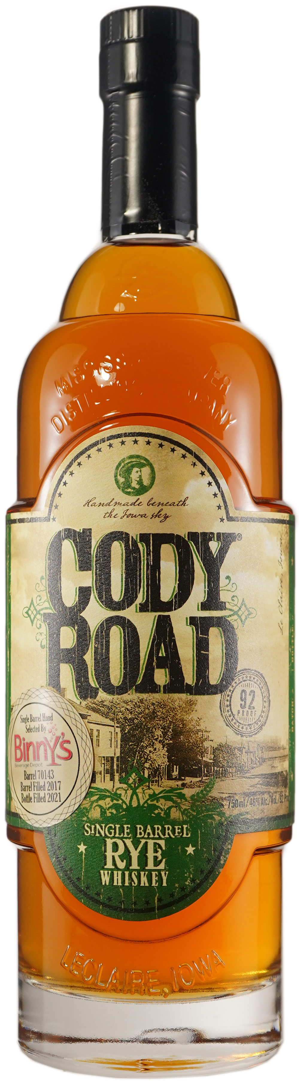 Mississippi River Distilling Cody Road Rye Single Barrel # 70143 Binny's Handpicked