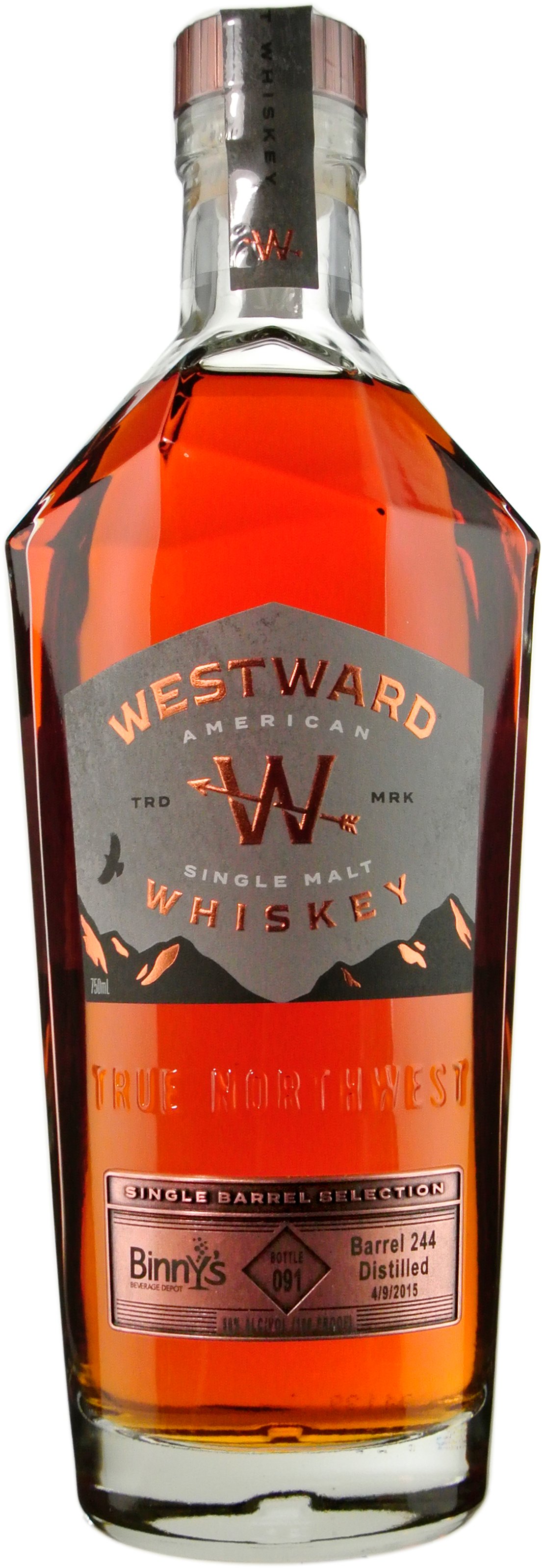 Westward Oregon Single Malt Single Barrel # 244 Binny's Handpicked