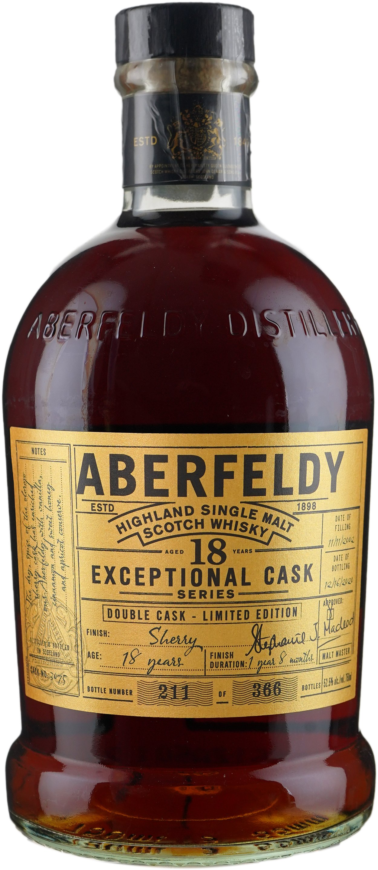 Aberfeldy 18 year old Exceptional Cask ex Sherry Butt # 3075 2002