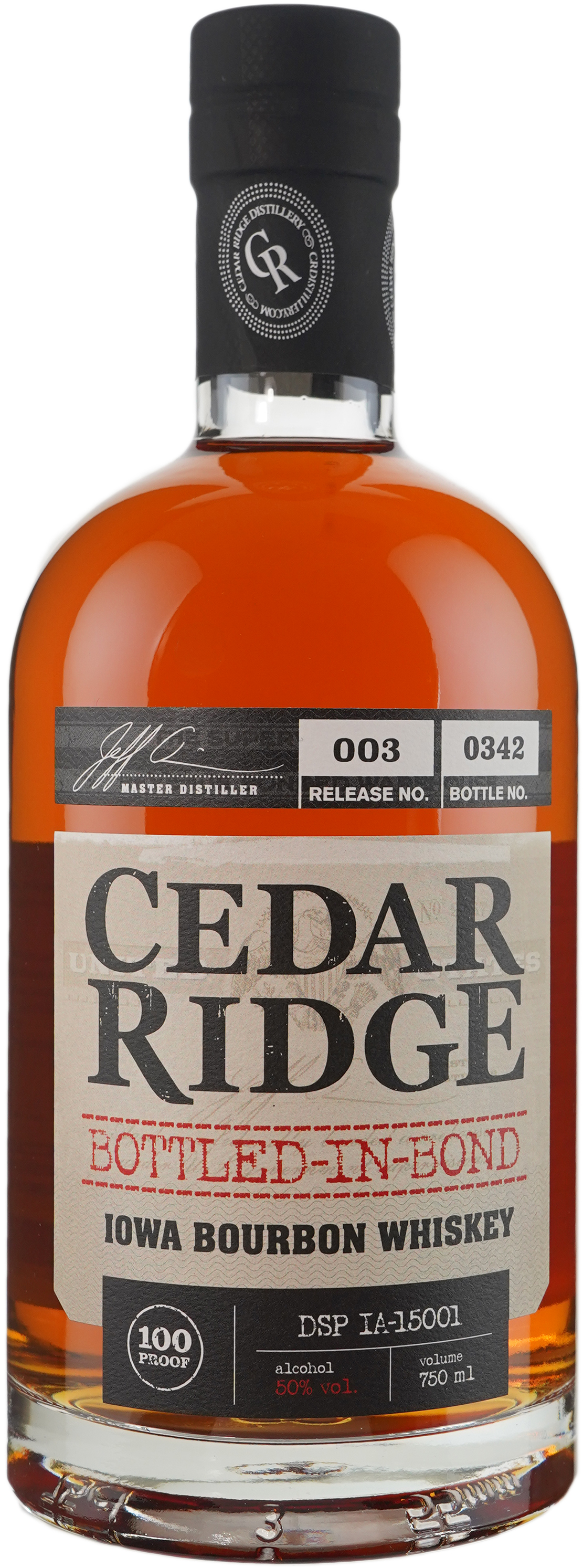 Cedar Ridge Iowa Bourbon Bottled in Bond