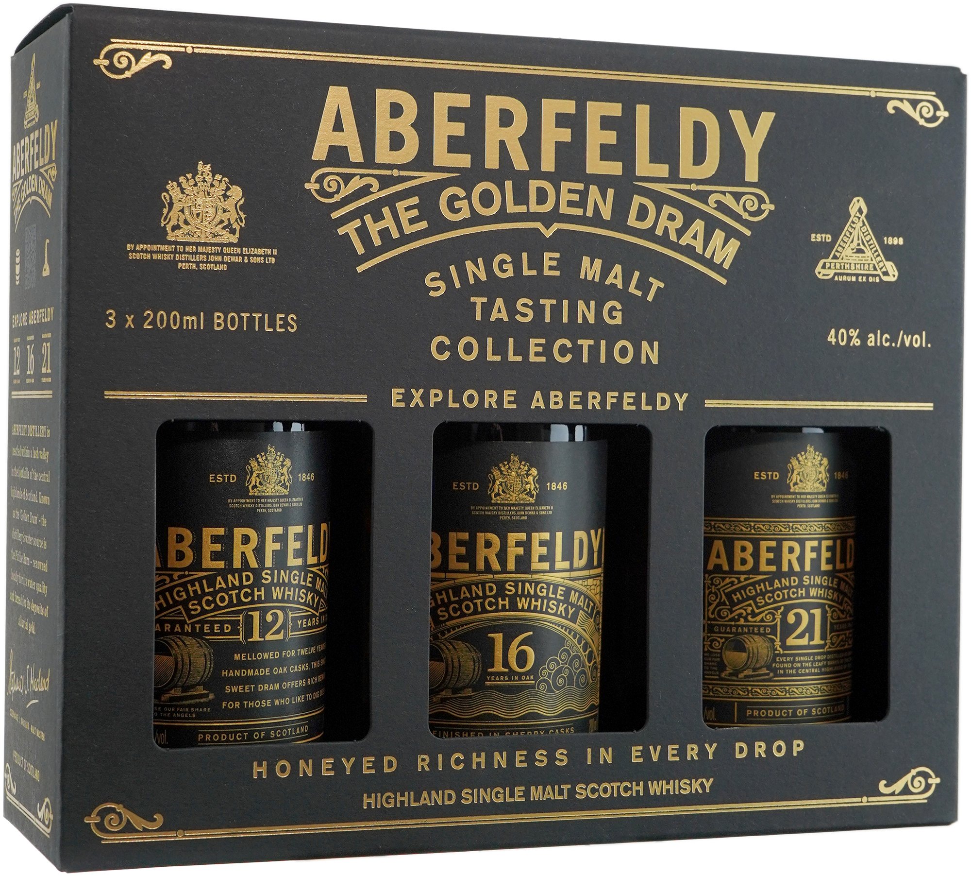 Aberfeldy Sampler with 12 year old 16 year old and 21 year old