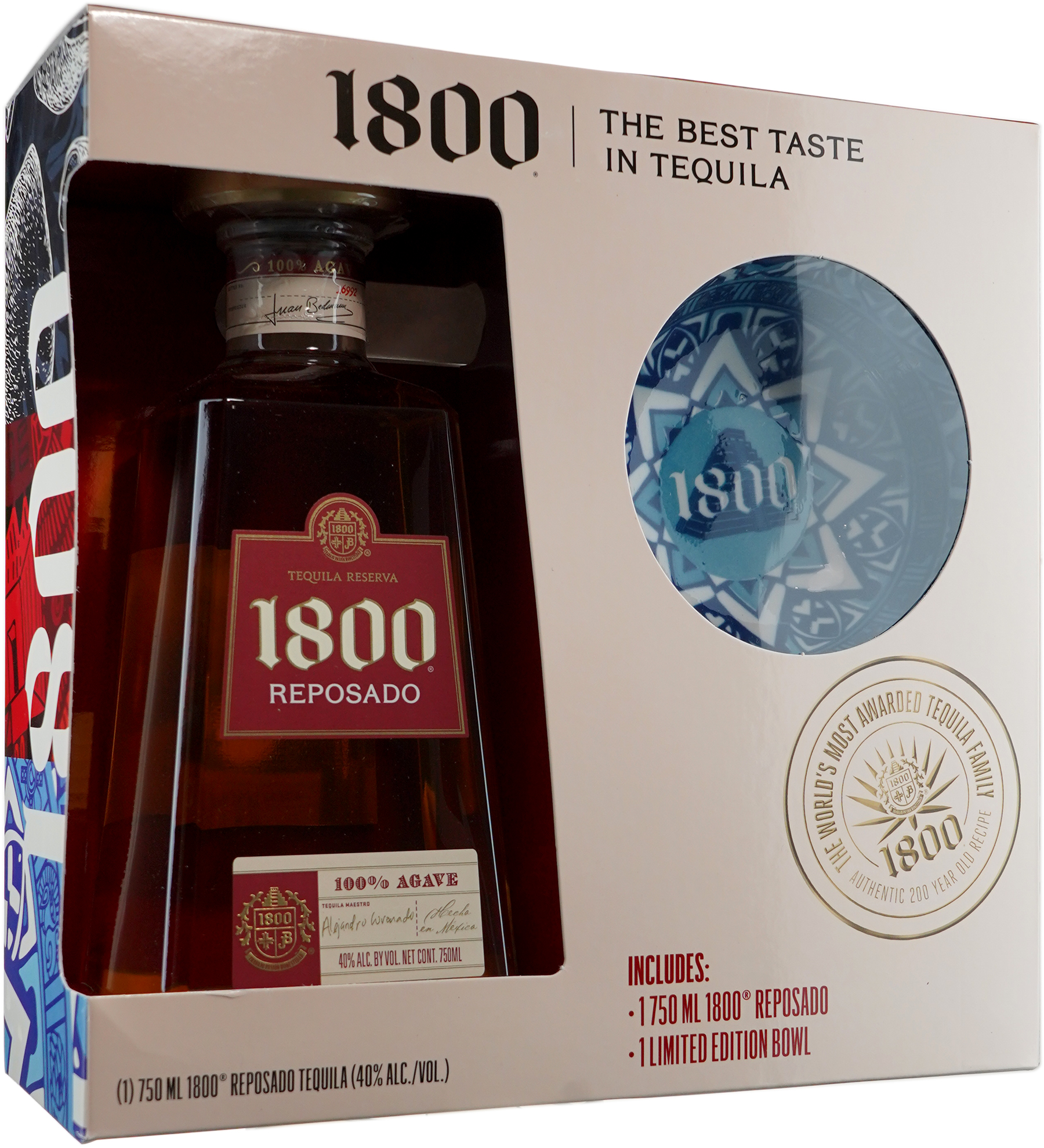 1800 Reposado Tequila with Serving Bowls 750 ml Bottle