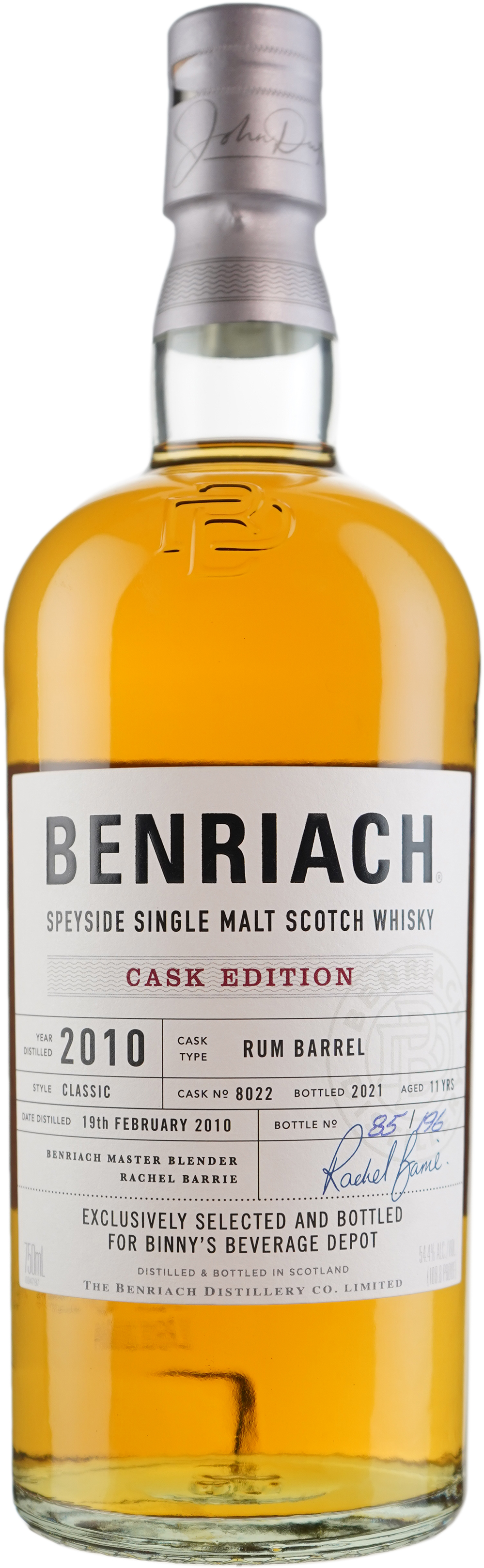 BenRiach 11 year old ex Rum Cask # 8022 Binny's Handpicked 2010