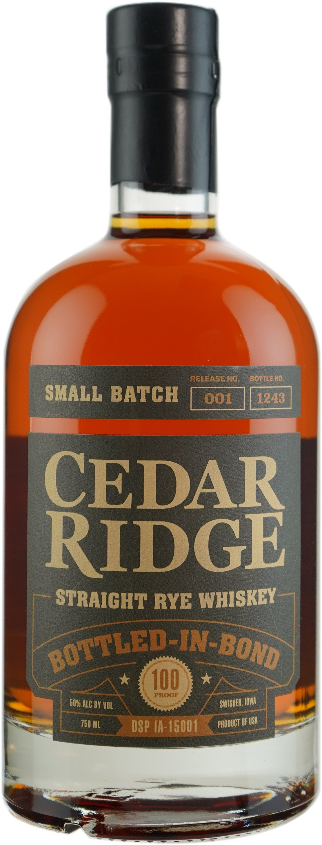 Cedar Ridge Iowa Rye Bottled in Bond
