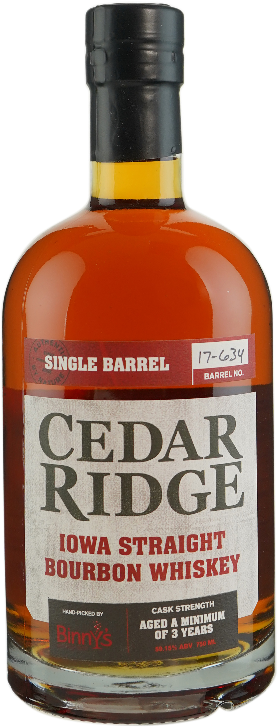 Cedar Ridge Private Barrel Iowa Bourbon Binny's Handpicked