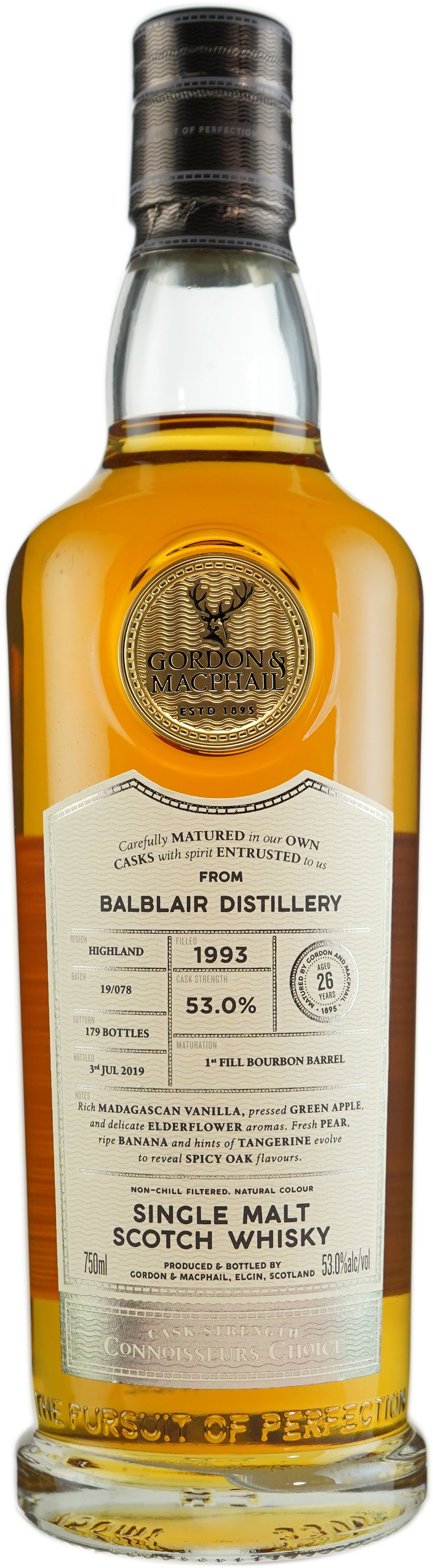 Gordon & Macphail Balblair 26 year old FF ex Bourbon Barrel # 1970 Connoiseurs Choice Cask Strength 1993