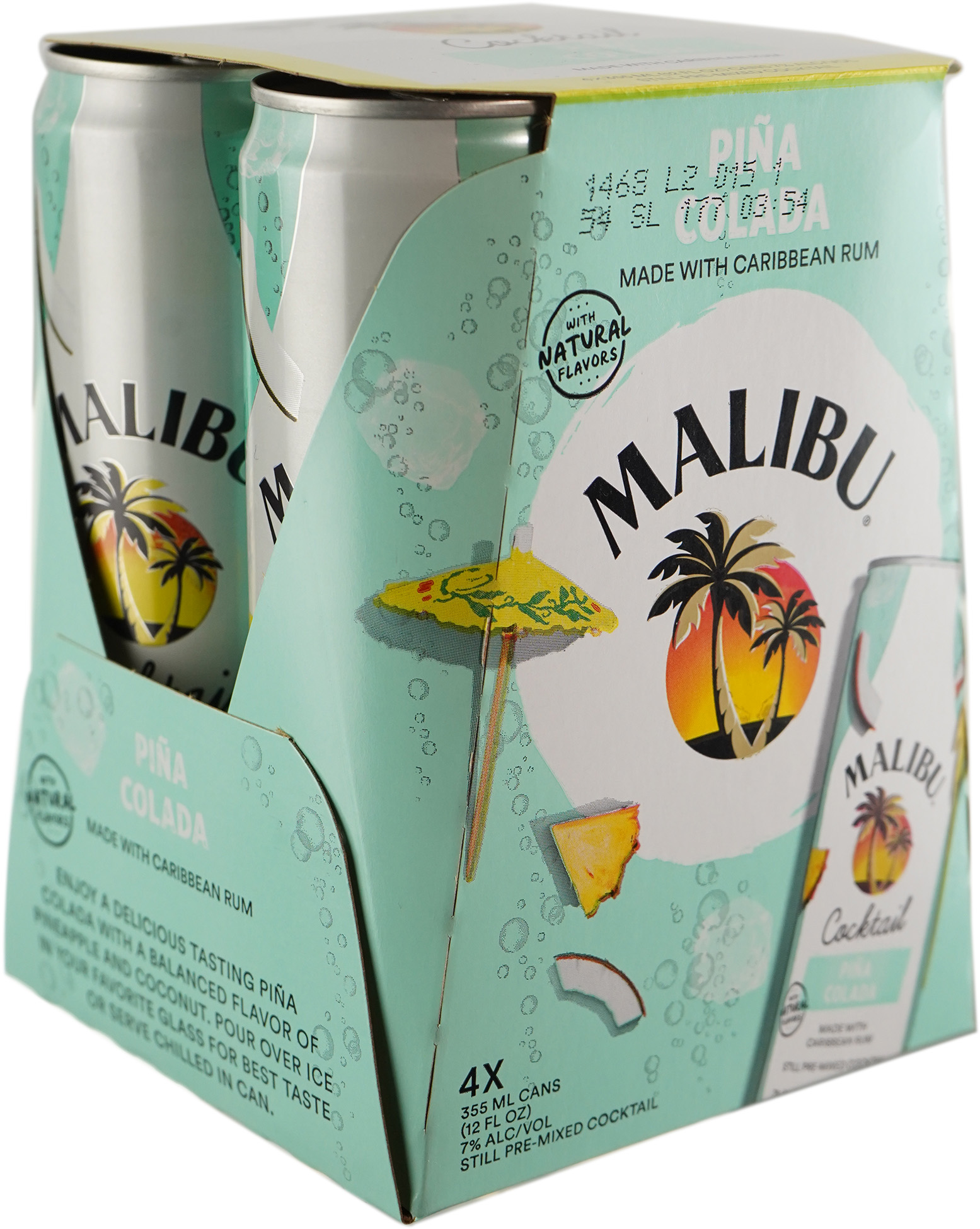 Malibu Cocktail Pina Colada 4 Pack Cans 4 pack of 355 ml Can
