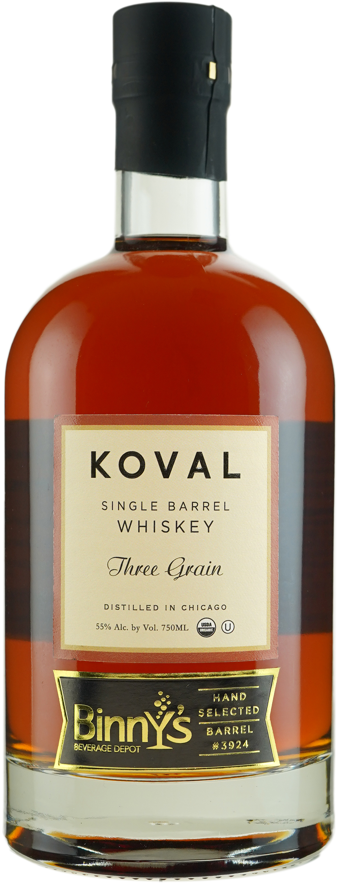 Koval Three Grain Whiskey Single Barrel # 3924 Binny's Handpicked
