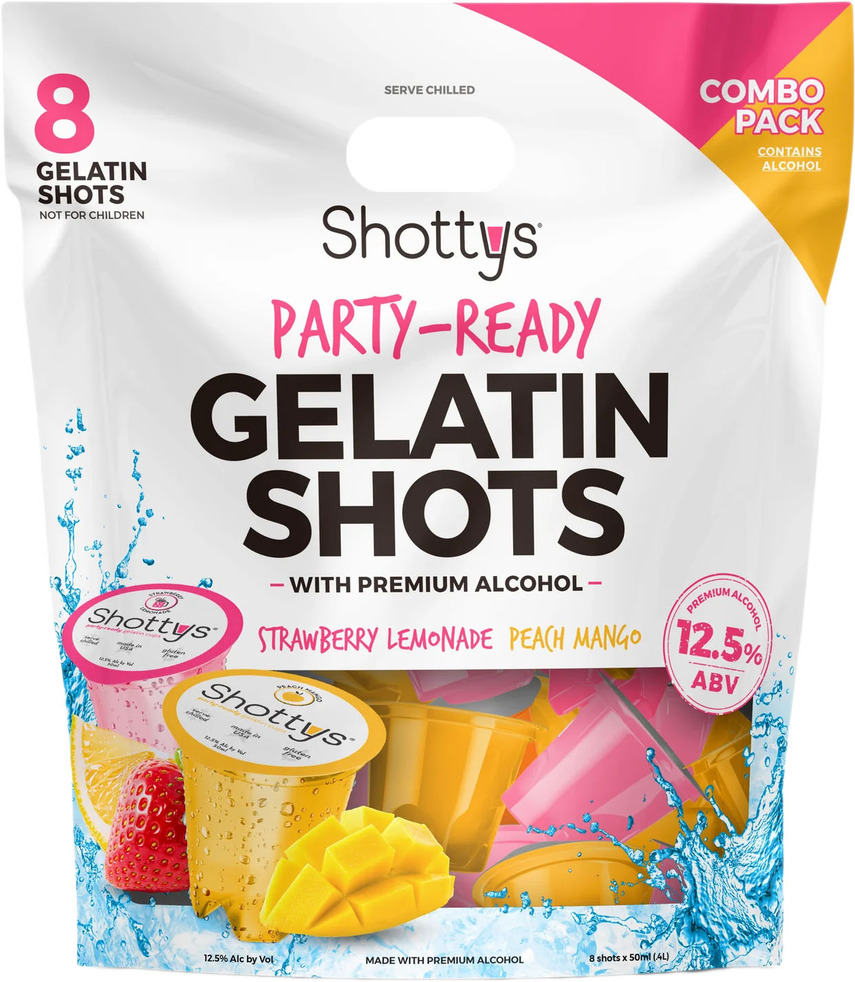 Shottys Strawberry Lemonade and Peach Mango Combo Pack | 8 pack of