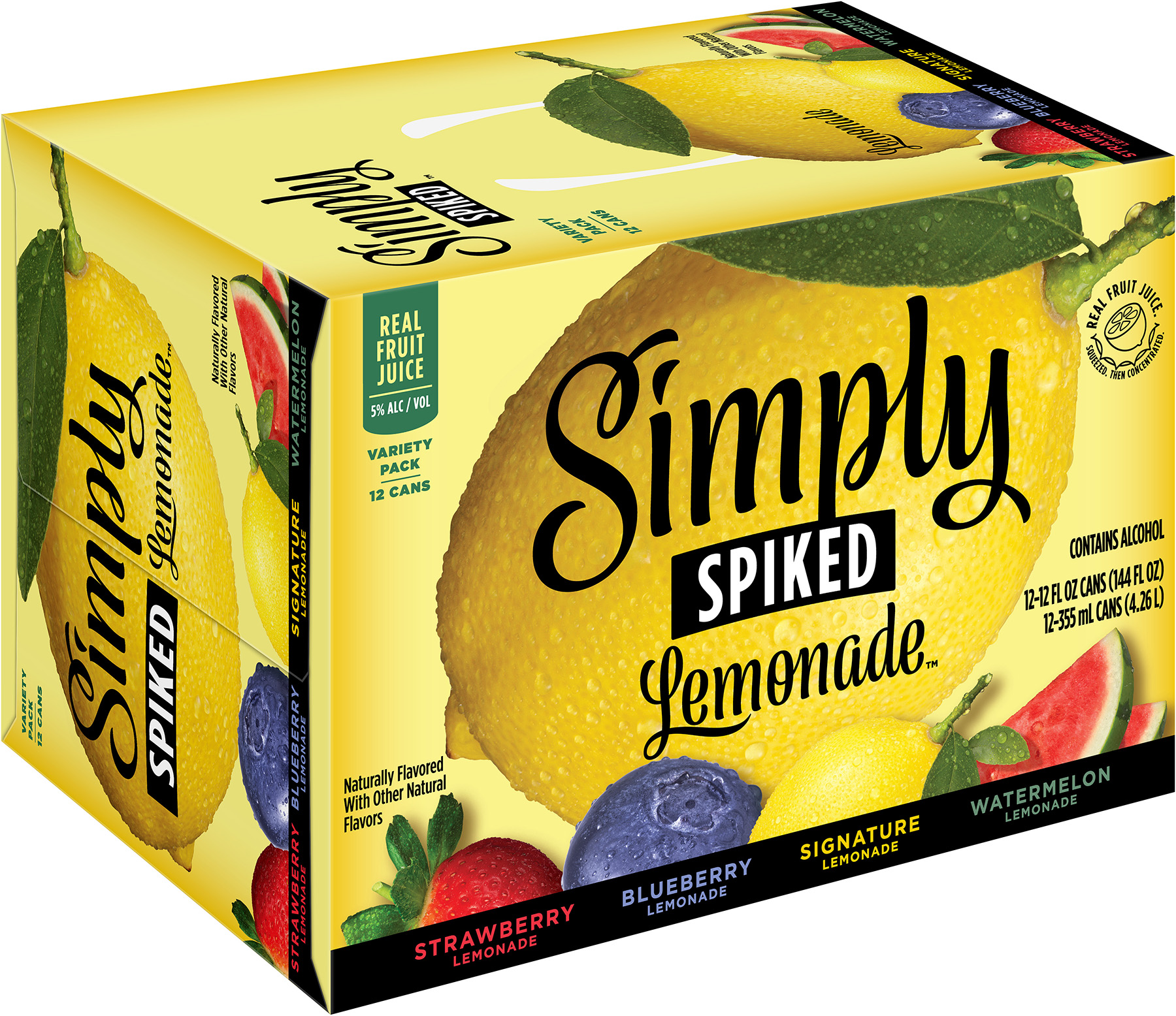 Simoly Lemonade Simply Spiked Lemonade Variety Pack | 12 pack of 12 oz Can
