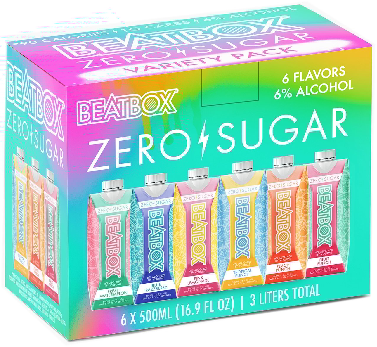 BeatBox Beverages Zero Sugar Variety 6 Pack 6 pack of 500 ml Tetra Pak