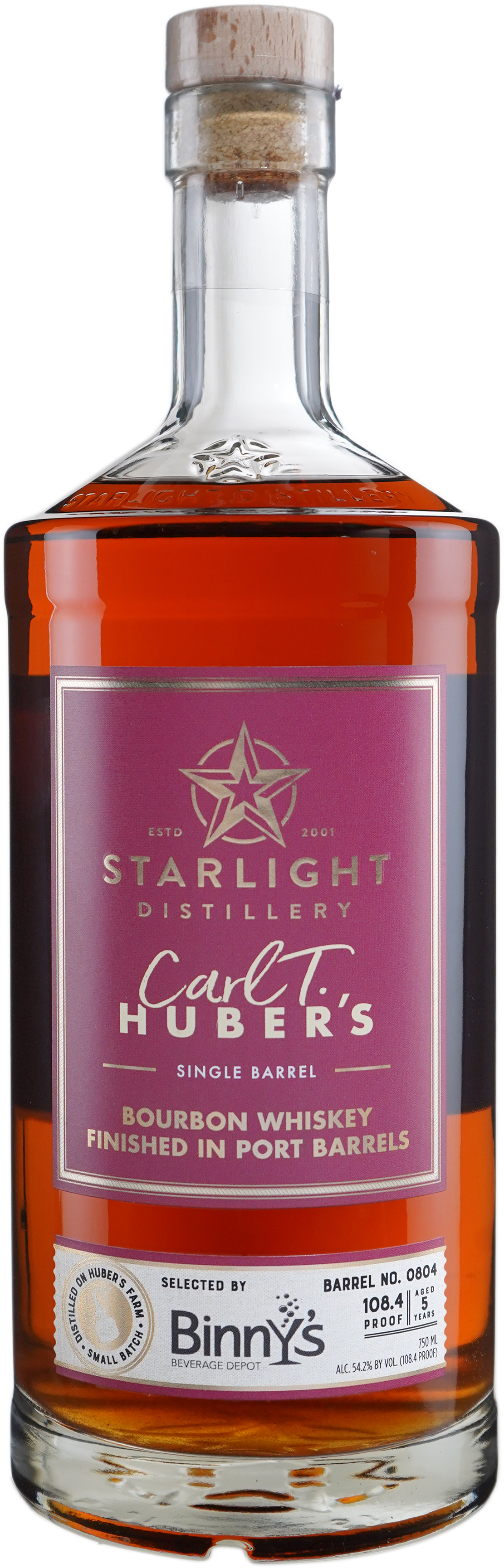 Huber's Starlight Distillery Bourbon Finished in Port Barrel 210804