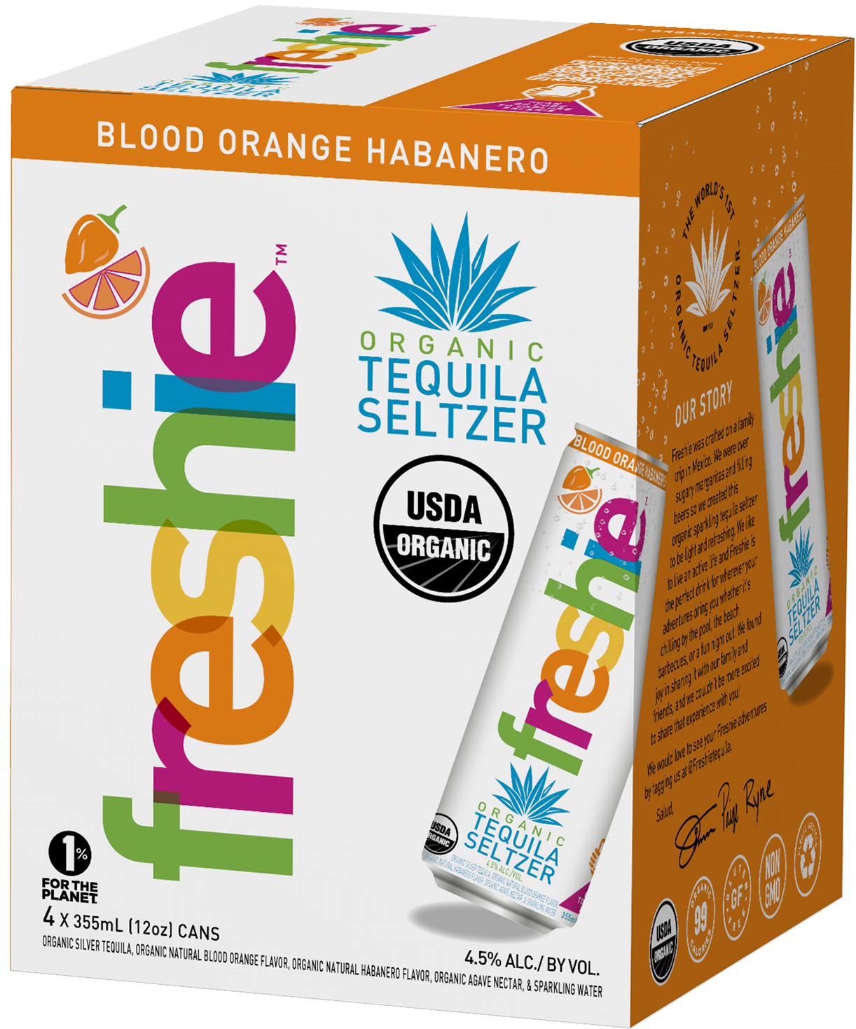 Freshie Tequila Seltzer Blood Orange Habanero 4 pack of 12 oz Can