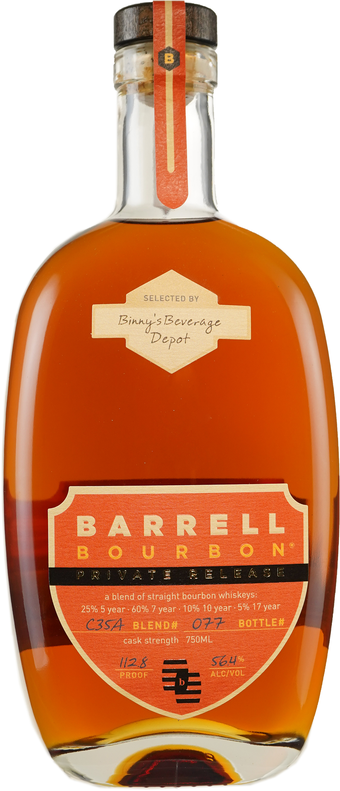 Barrell Bourbon Private Release # C35A 25% 5 year 60% 7 year 10% 10 year 5% 17 year Binny's Handpicked