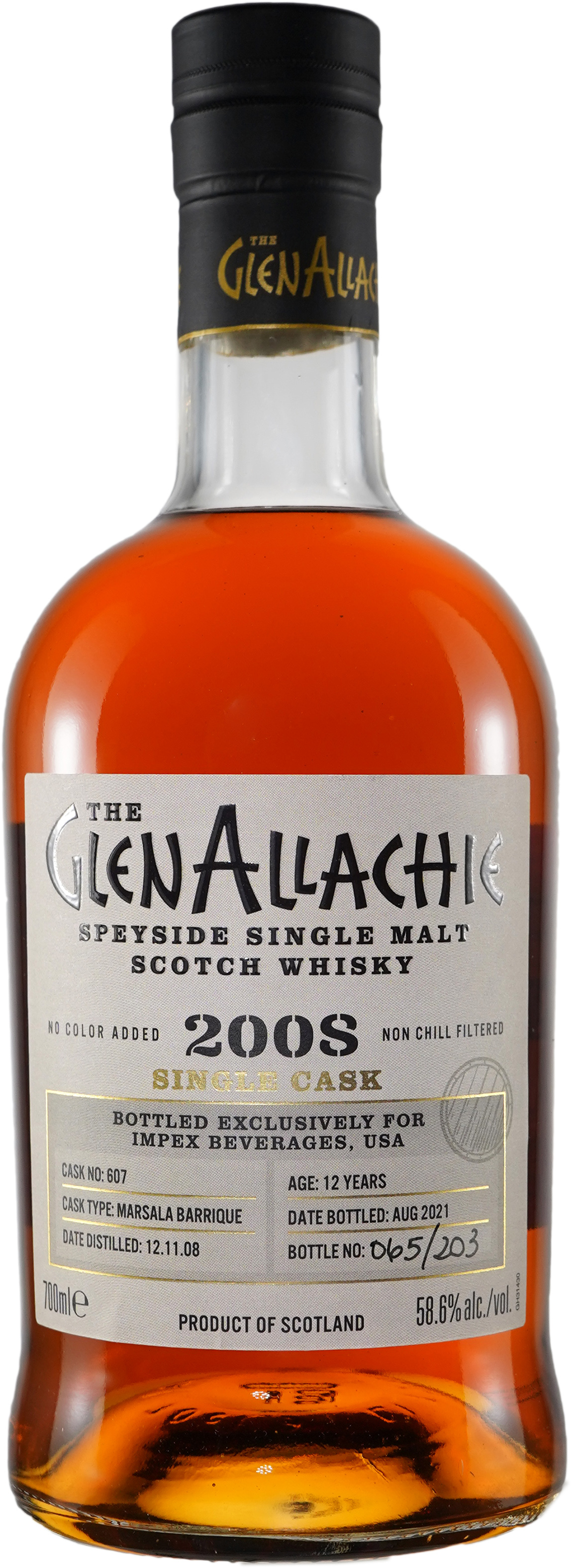 GlenAllachie 12 year old Marsala Cask # 607 2008