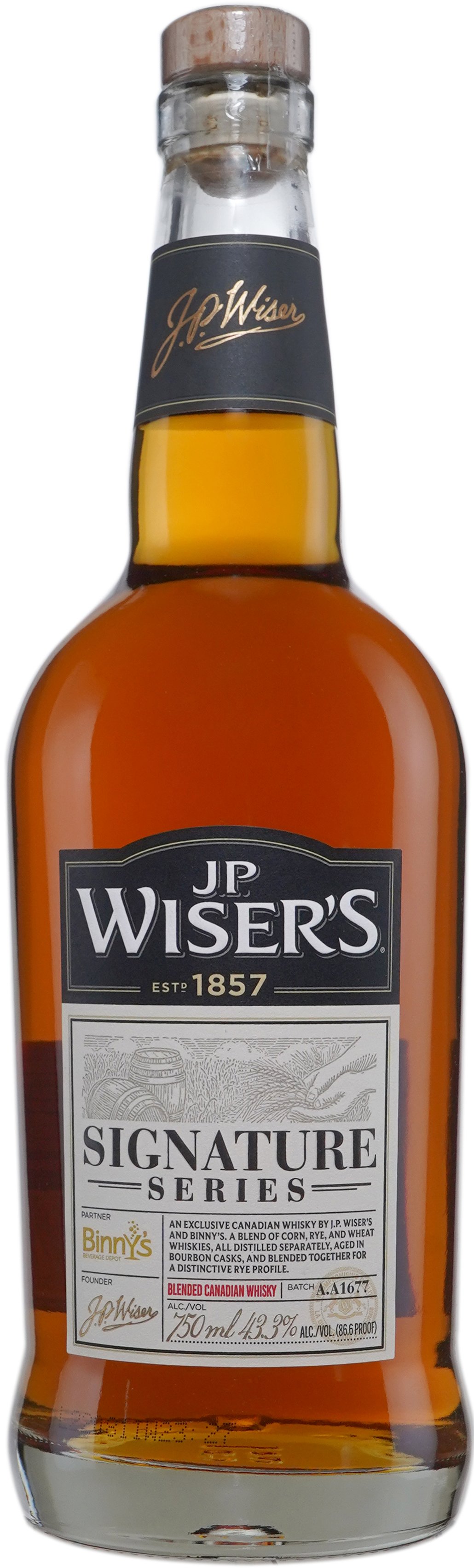 J.P. Wiser's Signature Series Binny's Custom Blend # AA1677 High Rye