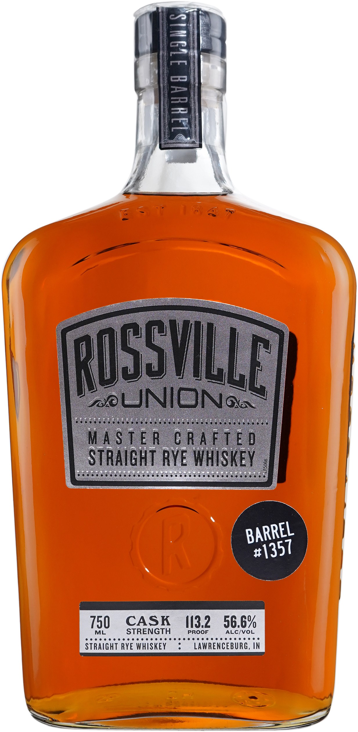 Rossville Union Barrel Proof Rye Single Barrel 1357 Binny's