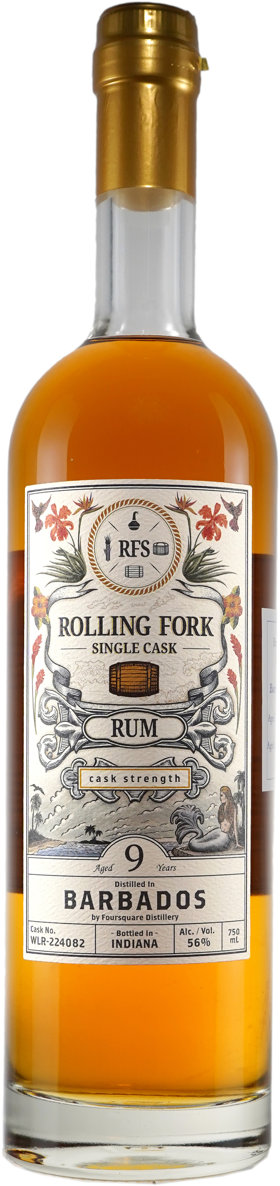Rolling Fork 9 year old Barbados Rum Weller Barrel Finished # 22 4082 Binny's Handpicked