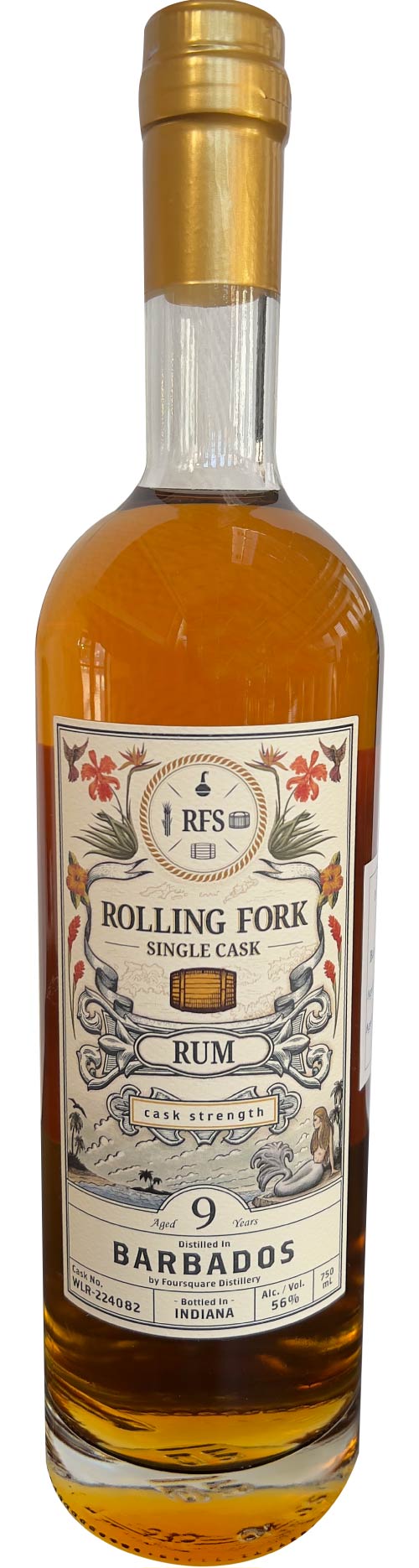 Rolling Fork 9 year old Barbados Rum Weller Barrel Finished 22 4082 Binny's Handpicked 750