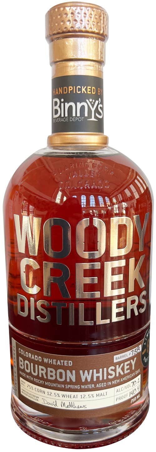 Woody Creek 8 year old Wheated Bourbon Single Barrel # 738 Binny's Handpicked