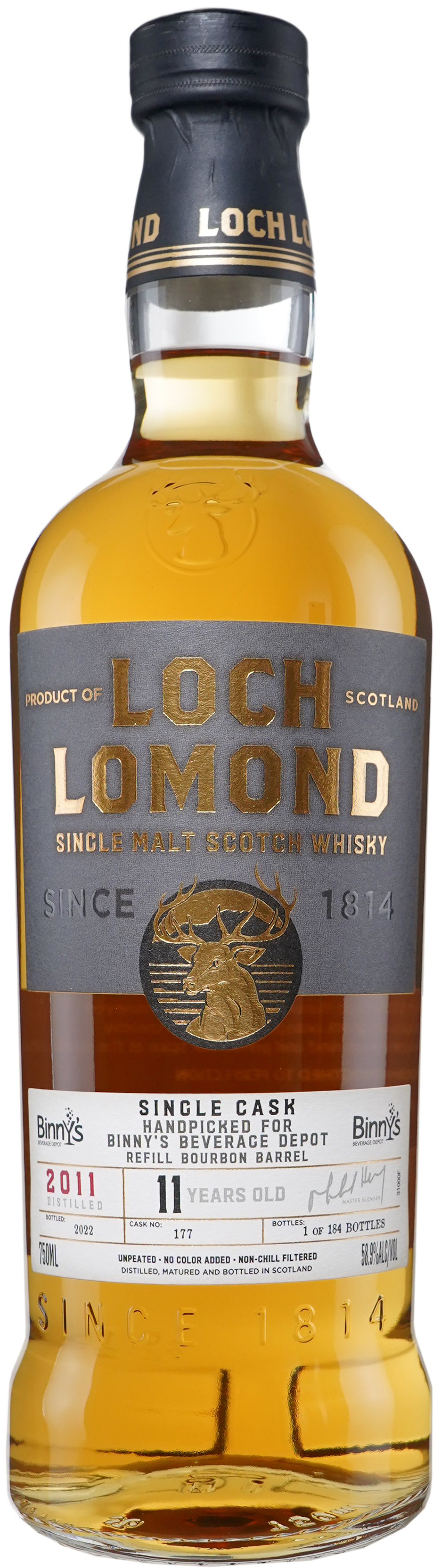 Loch Lomond 11 year old Refill Bourbon Barrel # 177 Binny's Handpicked