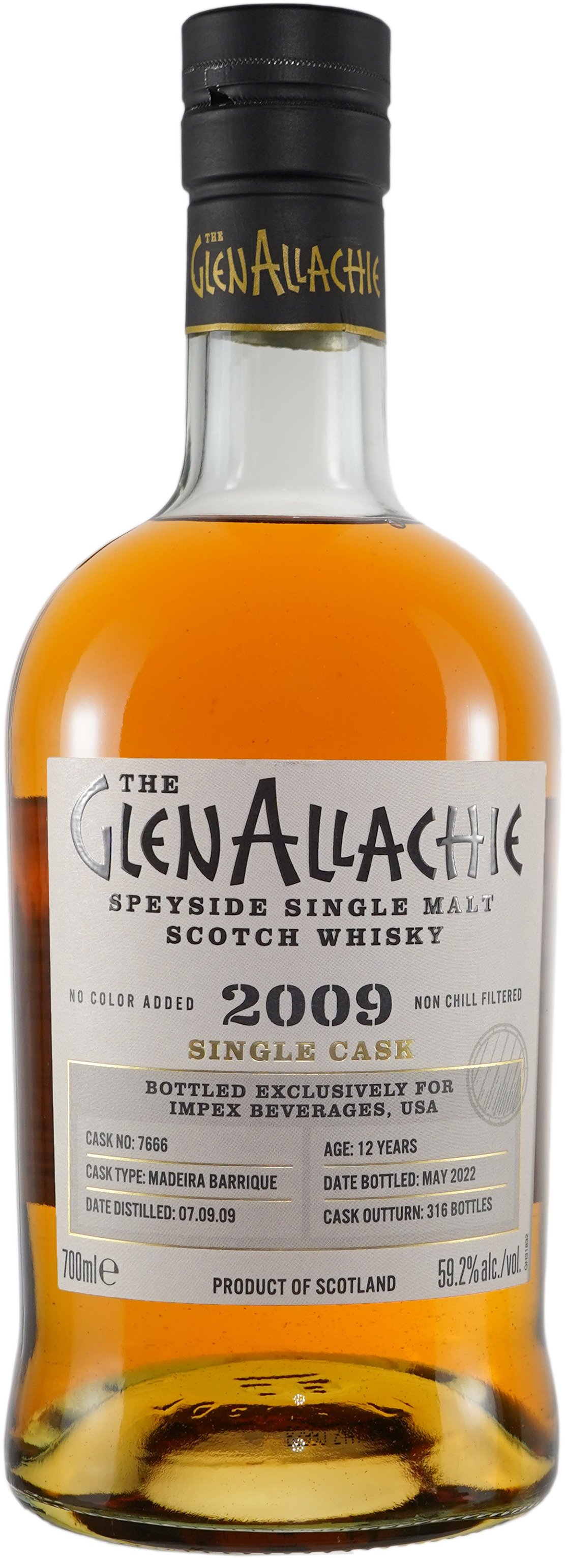 GlenAllachie 12 year old Madeira Cask # 7666 2009