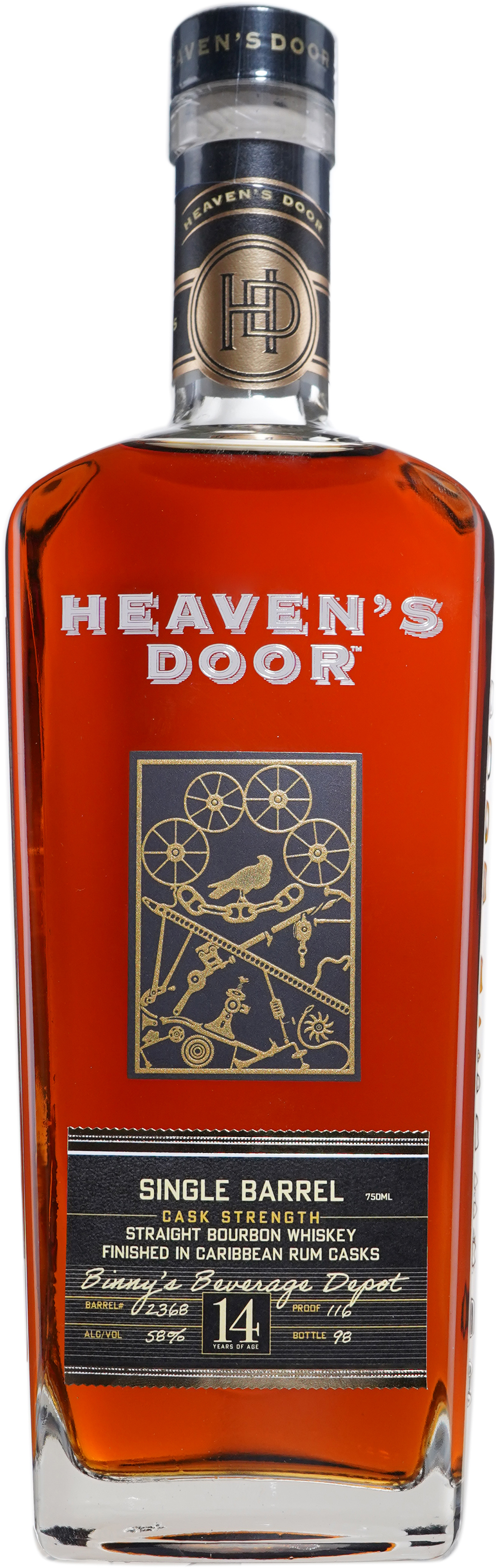 Heaven's Door 14 year old Bourbon ex Rum Finishing Cask # 2368 Binny's Handpicked