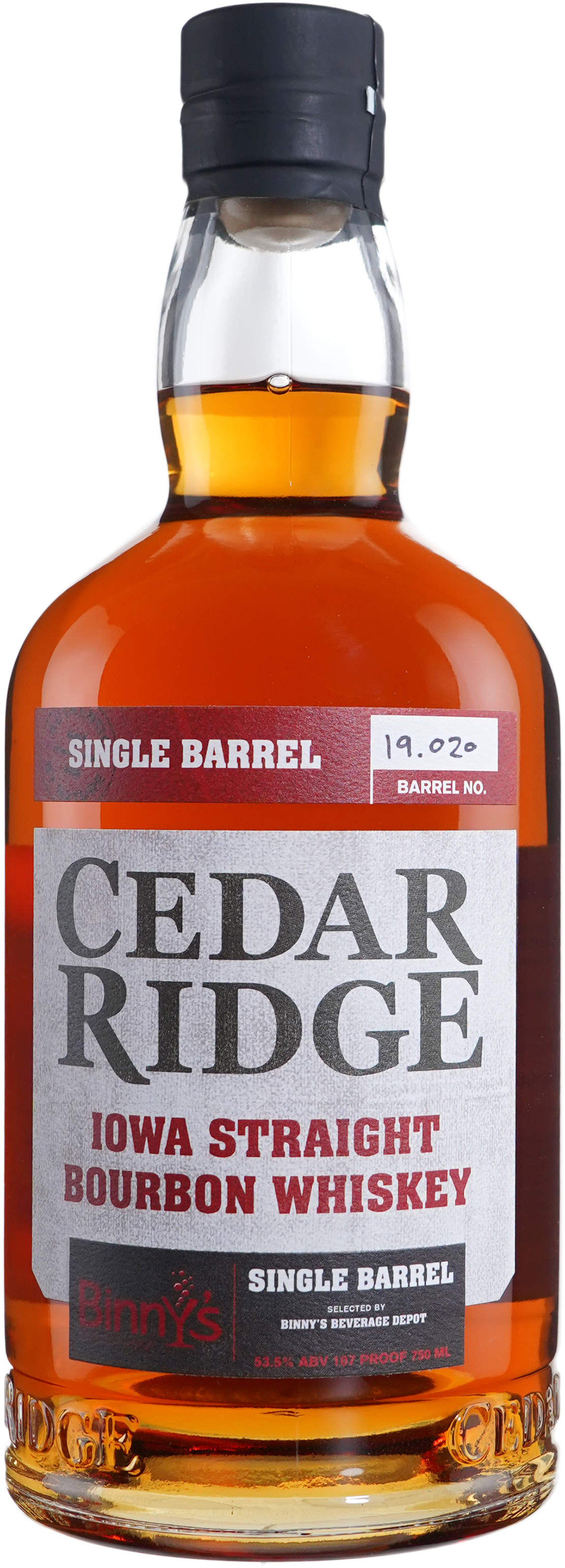 Cedar Ridge Straight Bourbon Single Barrel # 19-0020 Binny's Handpicked