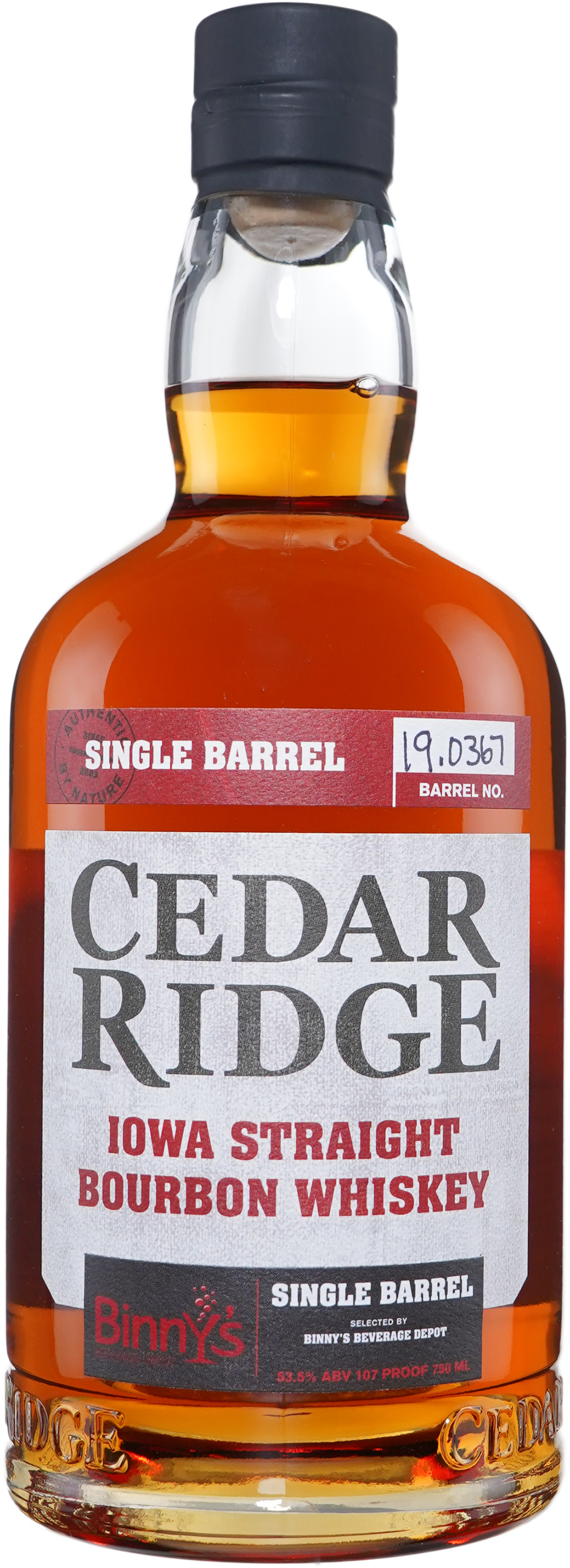 Cedar Ridge Straight Bourbon Single Barrel # 19-0367 Binny's Handpicked