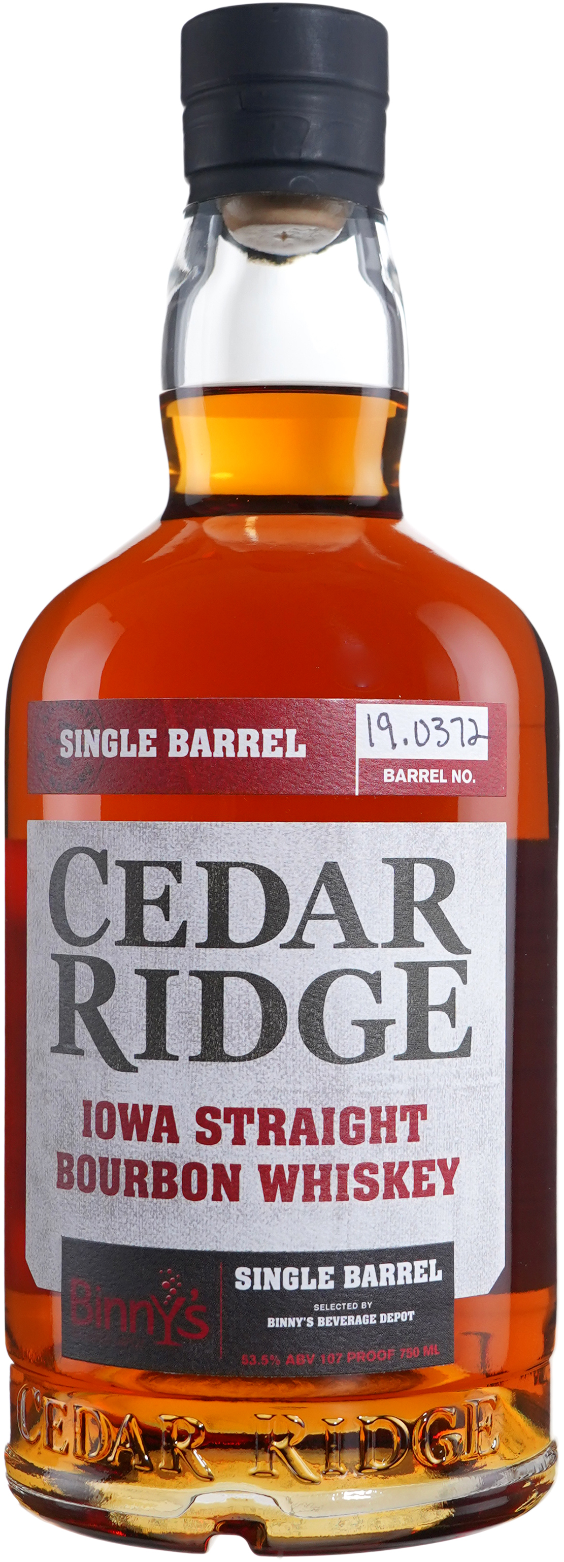 Cedar Ridge Straight Bourbon Single Barrel # 19-0372 Binny's Handpicked